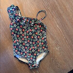 Mini Boden strawberry One Piece Swimsuit with Ruffle Detail